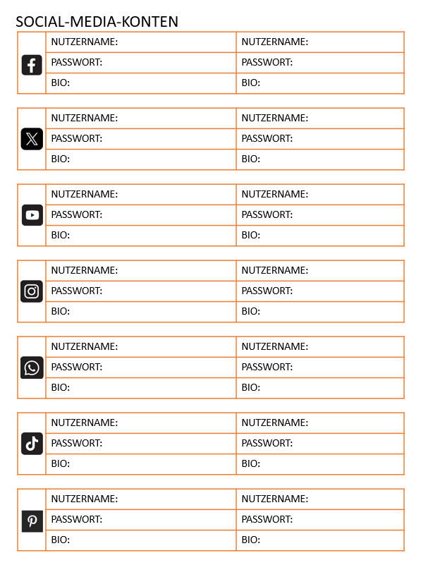 Social Media Kalender Template